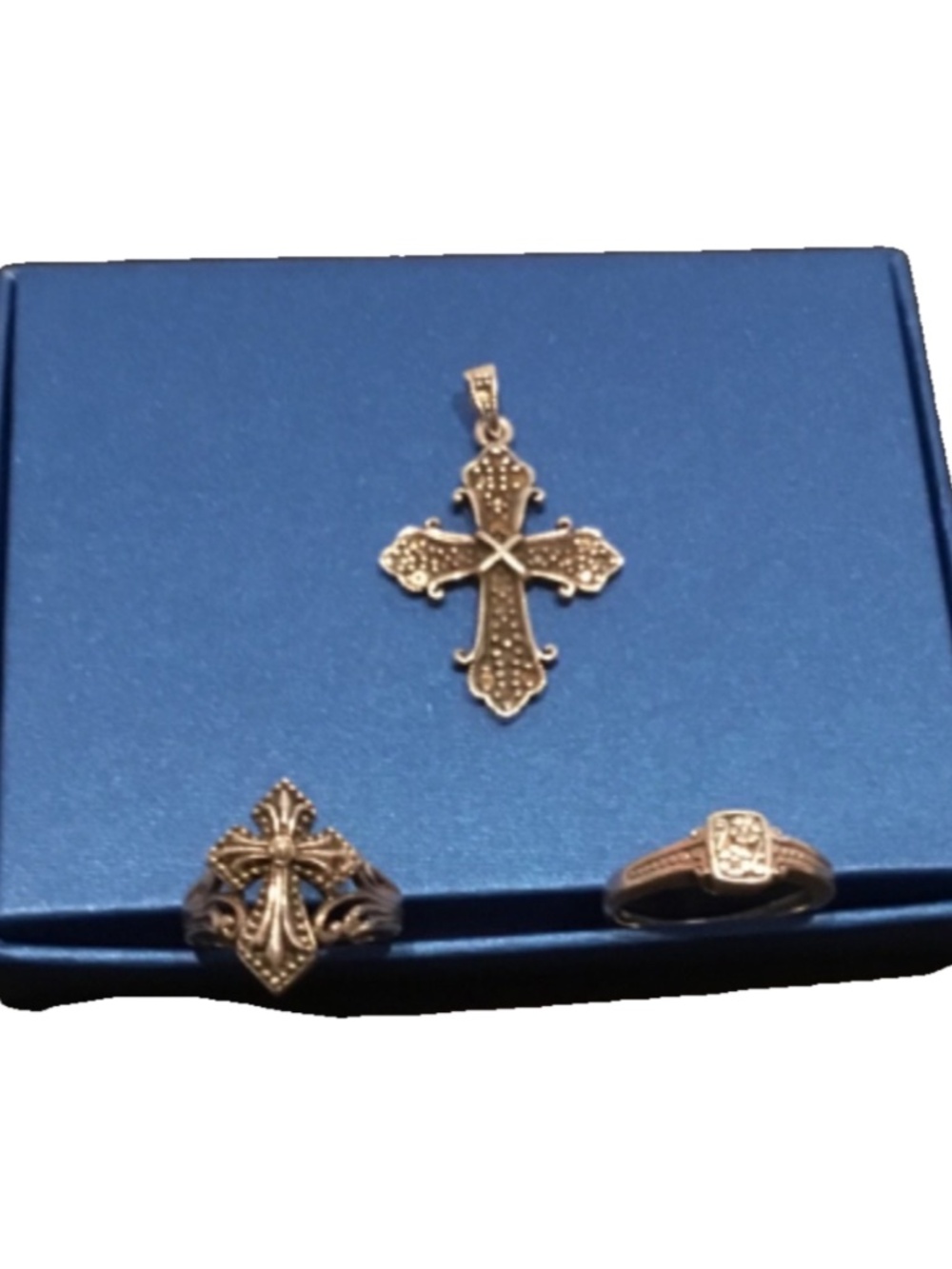 Vtg Marcasite 925 Silver lot of Cross and two rings